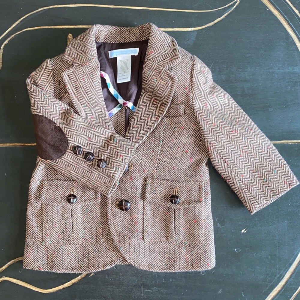 Janie and Jack herringbone blazer w/elbow patches